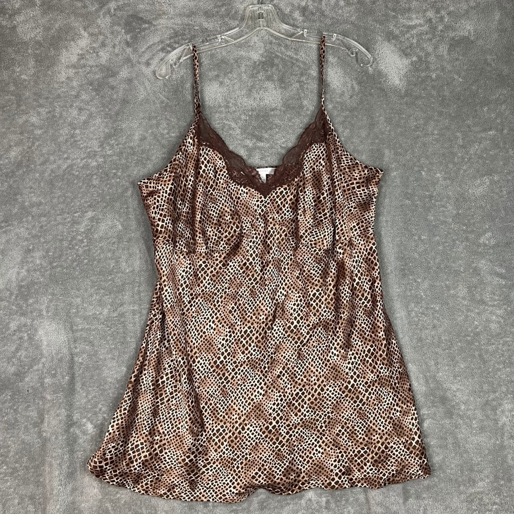 Vintage Y2K Laci Cami Top Womens 18/20 Leopard Print 100% Silk Loungewear